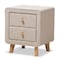 Baxton Studio Jonesy Mid-Century Beige Linen Upholstered 2-Drawer Nightstand 135-7289 - alternate 1